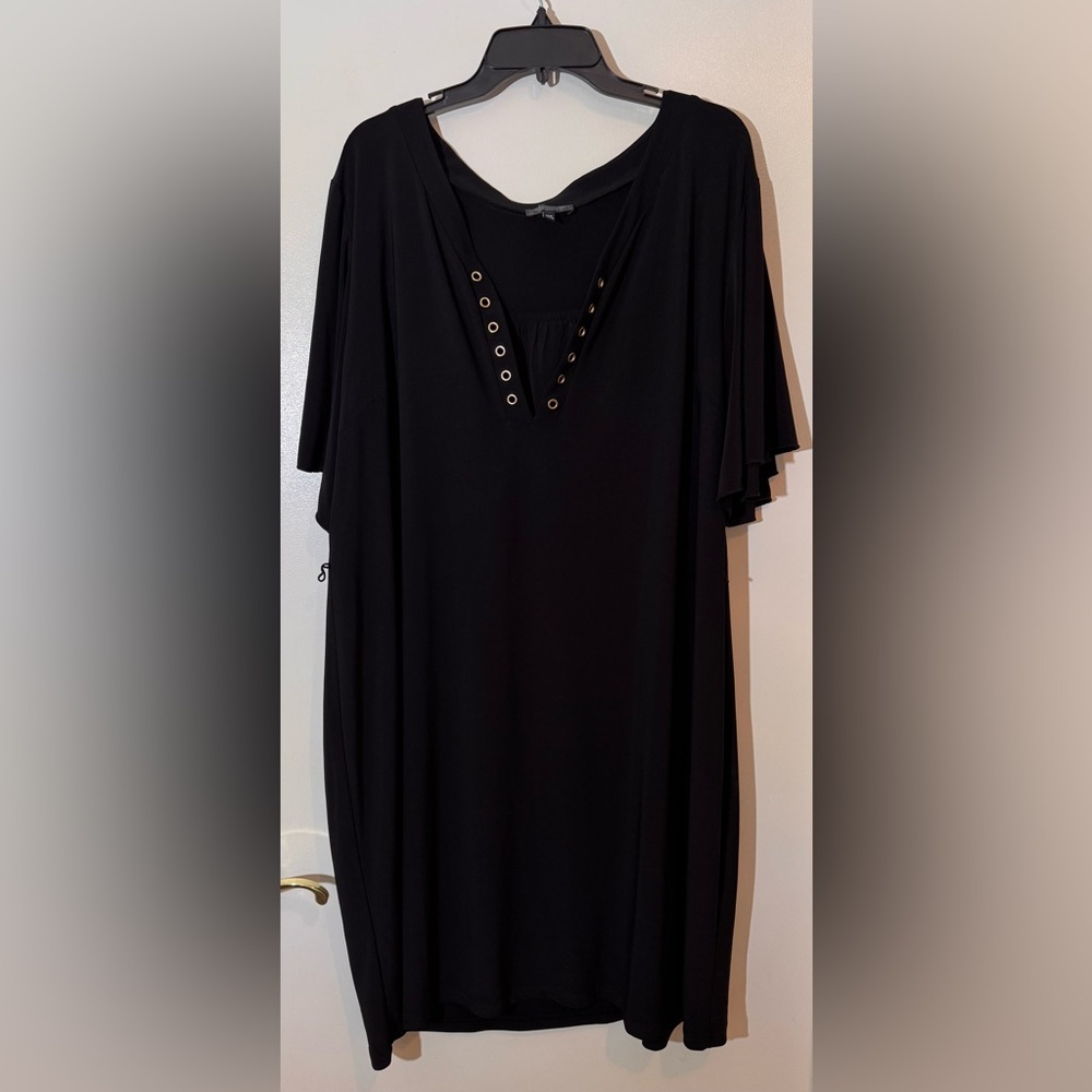 Spense Black Flutter Sleeve Tunic Dress